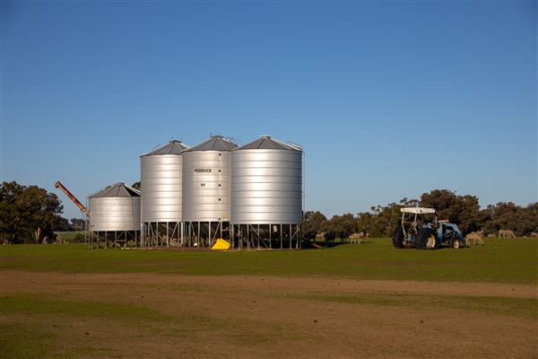 Greenhills farm buildings (Shearing shed, silos, general shed) - Shearing shed, silos, general shed (12/07/2022 - Credits: Kerryn Chia)